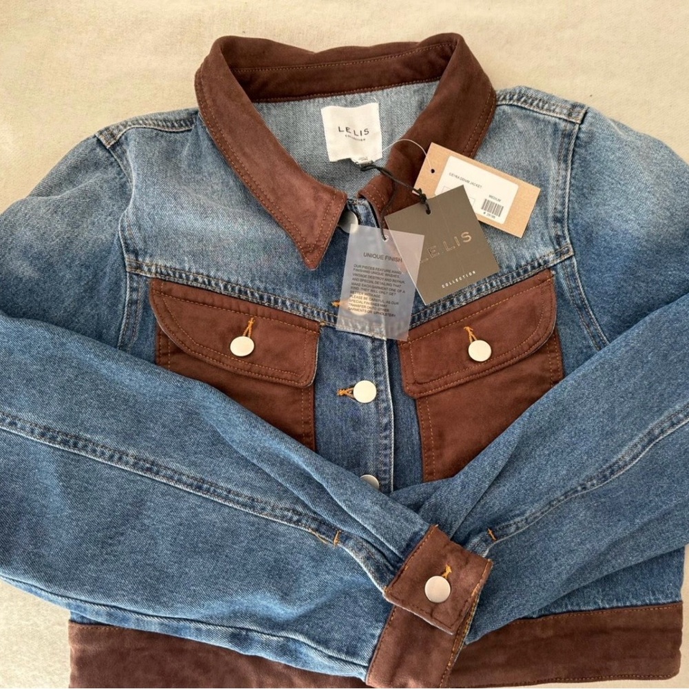 Le Lis Kids Denim and Brown Jean Jacket